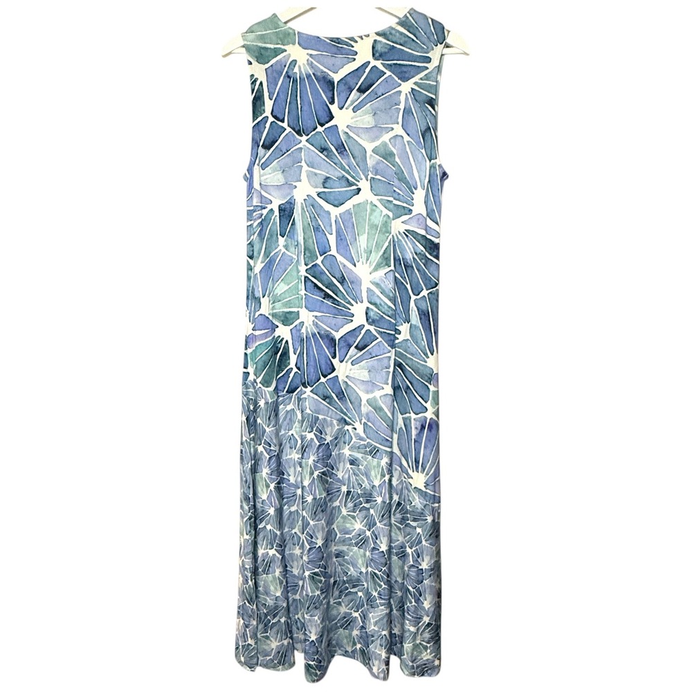 SOFT SURROUNDINGS Castel Maxi Dress Geometric Watercolor Mosaic Knit Size MP - Picture 2 of 10